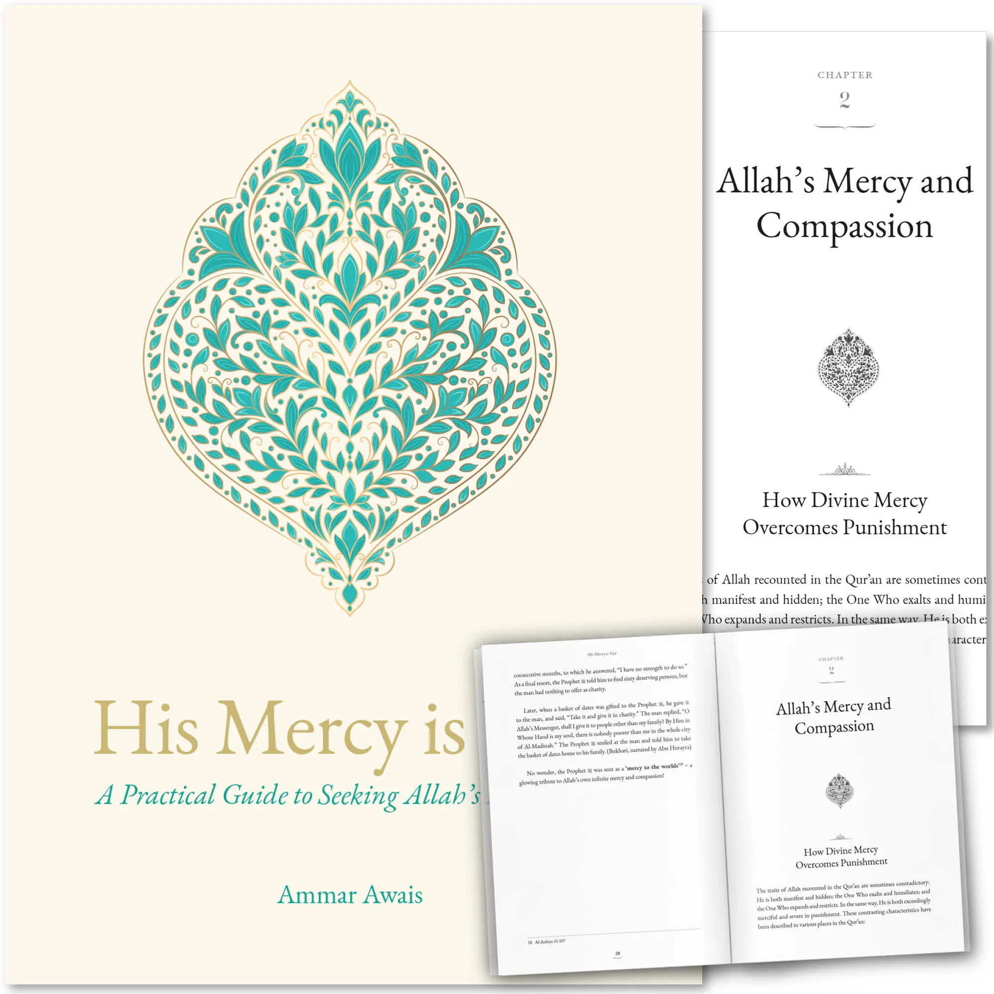 Front cover with Inner spread of His Mercy is Vast by Ammar Awais. Islamic forgiveness guide by Ta-Ha Publishers