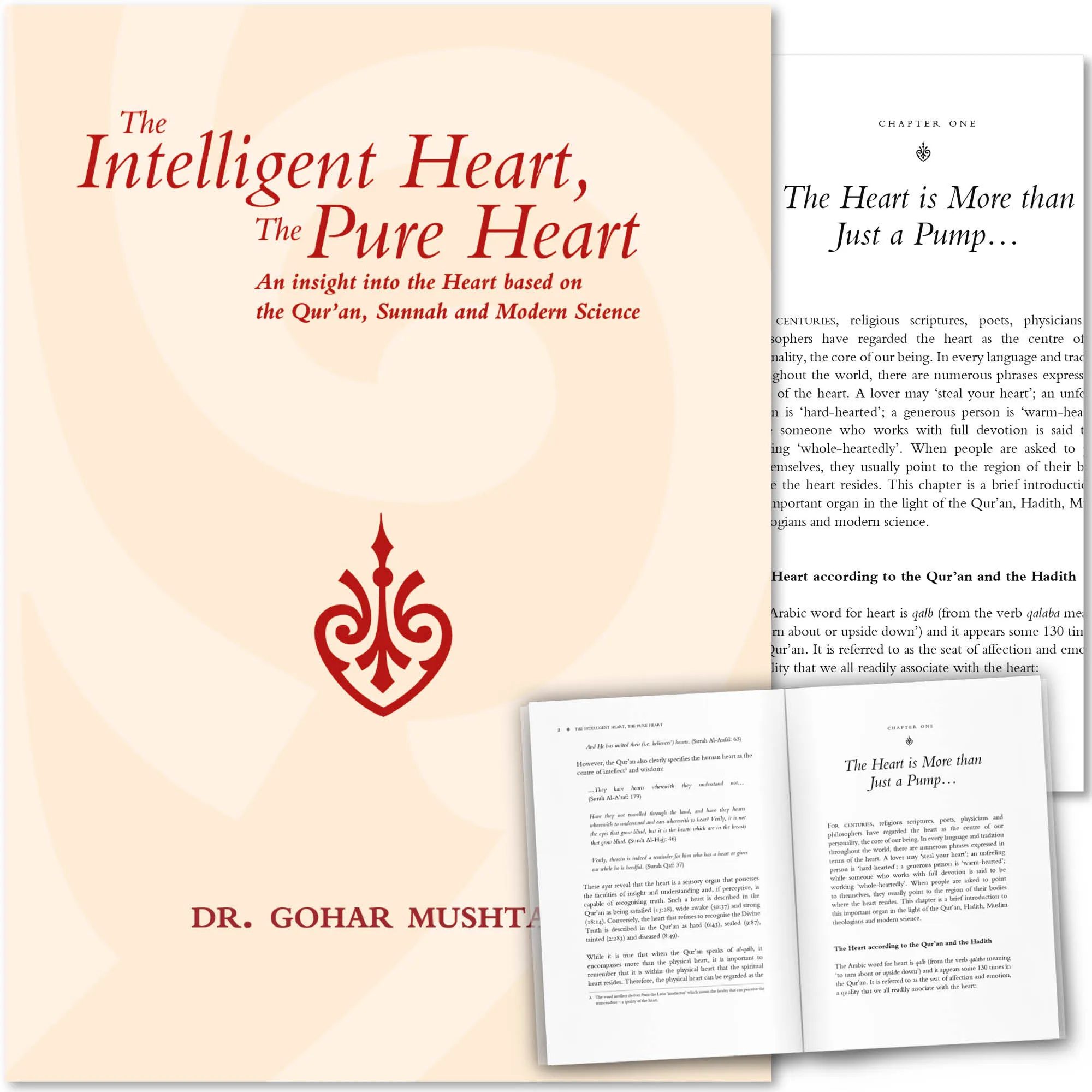 Front cover with Inner spread of Intelligent Heart, Pure Heart by Gohar Mushtaq. Purification of the heart by Ta-Ha Publishers