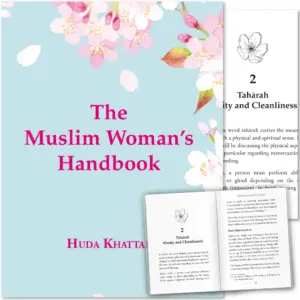 Front cover with Inner spread of The Muslim Woman’s Handbook by Huda Khattab. Muslim woman’s handbook by Ta-Ha Publishers