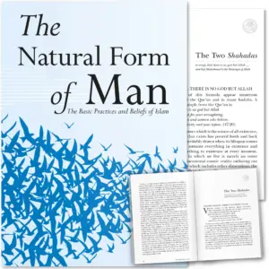 Front cover with Inner spread of The Natural Form of Man by Abdalhaqq Bewley. Basic Islam five pillars overview by Ta-Ha Publishers