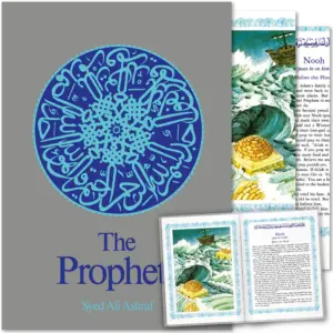 Front cover with Inner spread of The Prophets by Syed Ali Ashraf. Prophets illustrated for children by Ta-Ha Publishers
